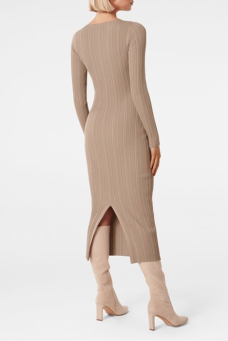 EVIE LONG SLEEVE RIB KNIT DRESS MUSHROOM 2