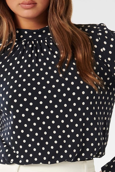 BEATRICE MOCK NECK CREPE BLOUSE CANTERBURY SPOT 6