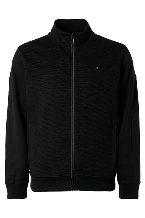 SWEATER FULL ZIPPER JACQUARD MIX STRETCH BLACK 1