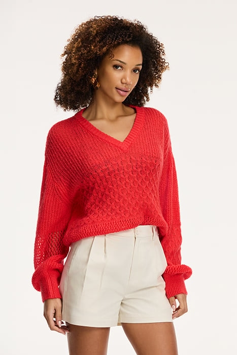 LADIES HAILEY SWEATER SICILIAN RED 1