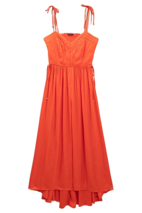 ORANGE ASYMMETRIC LONG DRESS WITH LOW-CUT BACK 3