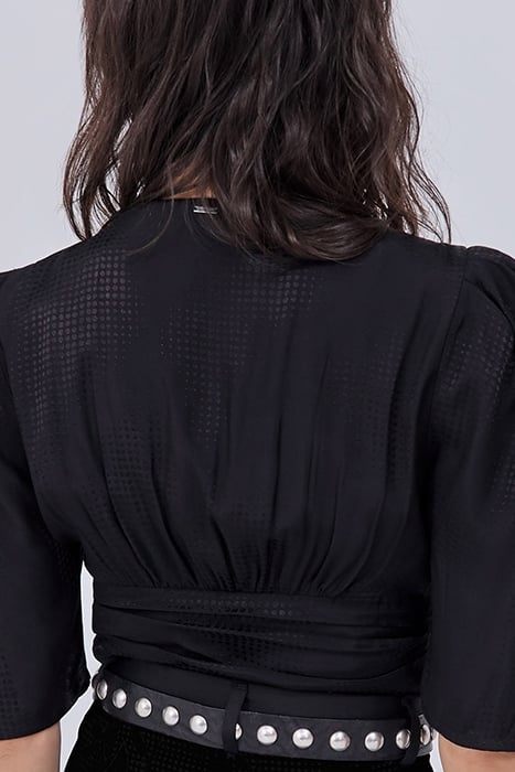 BLACK OPTICAL POLKA DOT MOTIF JACQUARD BLOUSE 5