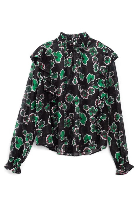 BLACK XL FLORAL PRINT RUFFLED BLOUSE 4