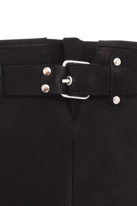 BLACK SUEDE BIKER-STYLE BOOTS 6