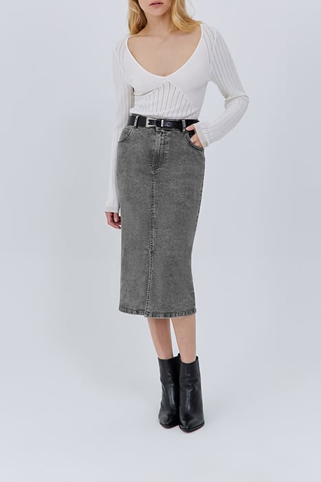 GREY DENIM PENCIL SKIRT 3