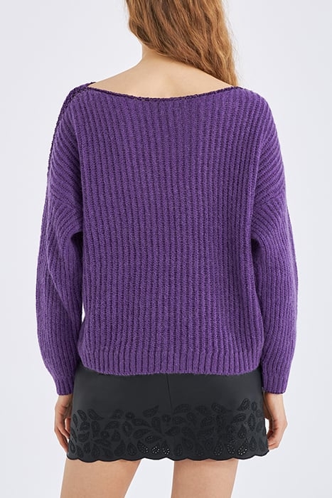 PURPLE RIBBED KNIT SWEATER WITH LUREX DETAILS 2