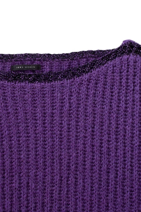 PURPLE RIBBED KNIT SWEATER WITH LUREX DETAILS 4