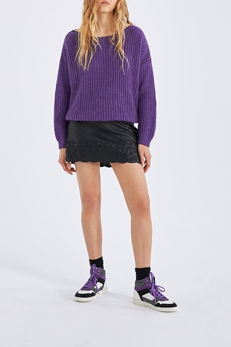 PURPLE RIBBED KNIT SWEATER WITH LUREX DETAILS 3