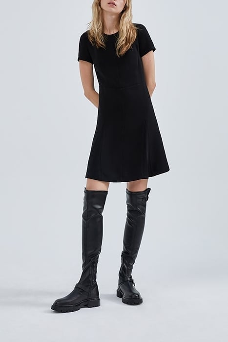 BLACK RECYCLED DRESS WITH TOPSTITCHING 2