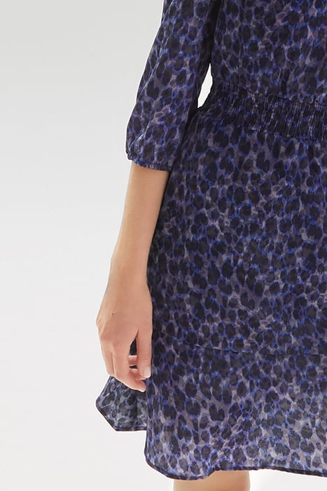 NAVY RECYCLED TACHIST PRINT DRESS 6