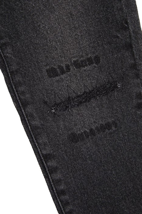 BOYS’ GREY EMBROIDERED AND DISTRESSED KNEE TAPERED JEANS 7