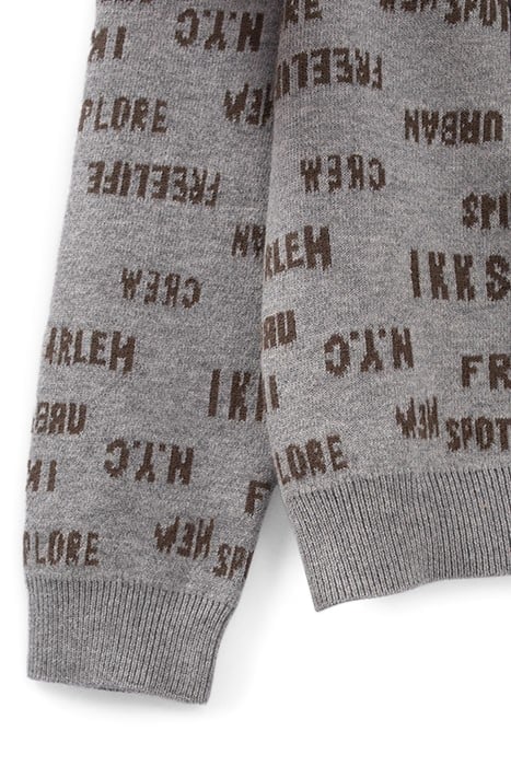 BOYS’ KHAKI/GREY JACQUARD LETTER REVERSIBLE SWEATER 4