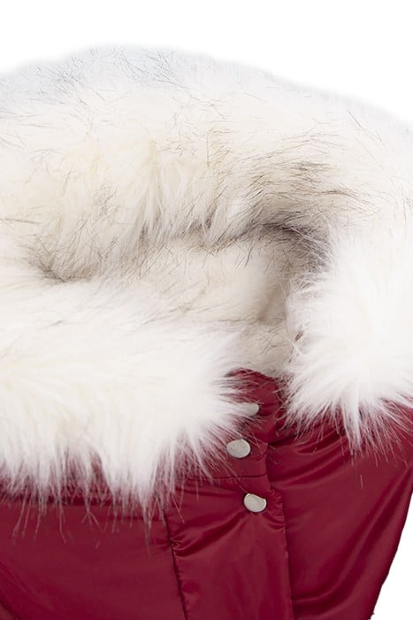 GIRLS’ BURGUNDY FUR-LINED QUILTED HOODED PADDED JACKET 6