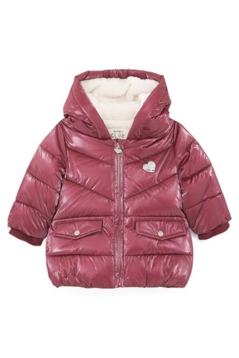 BABY GIRLS’ METALLIC BURGUNDY HOODED PADDED JACKET 1
