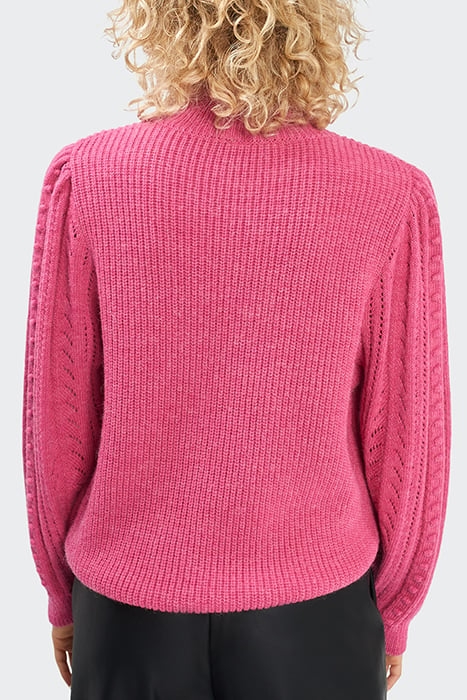 CHERRY PINK DECORATIVE KNIT HIGH-NECK SWEATER 2