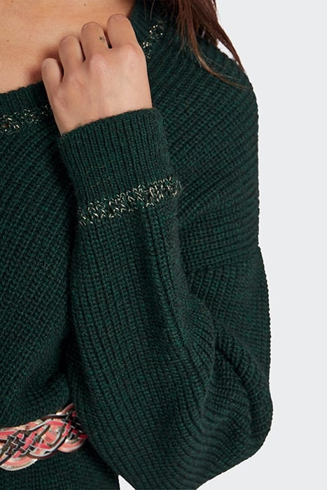 IMPERIAL GREEN LUREX KNIT V-NECKLINE DRESS 6