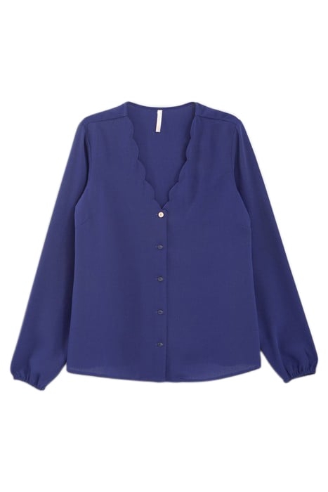 SAPPHIRE BLUE BLOUSE WITH SCALLOPED NECKLINE 3