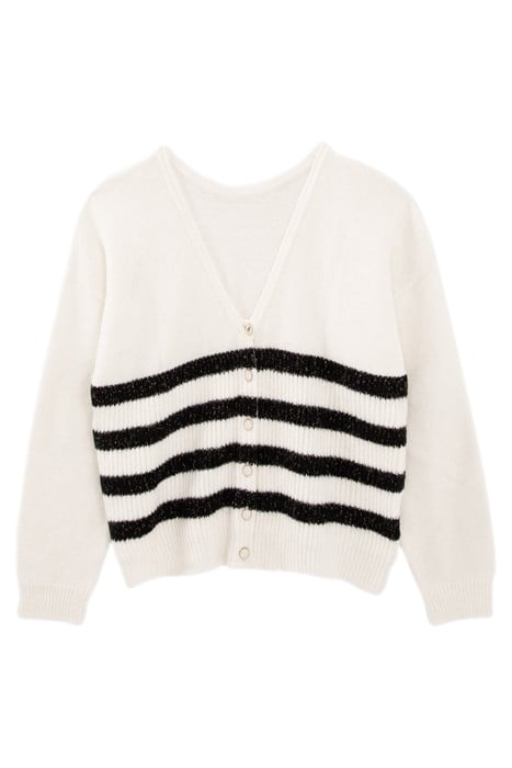 WHITE KNIT CARDIGAN WITH BLACK STRIPES 4