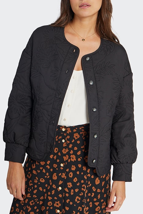 BLACK QUILTED PLANT FABRIC JACKET 1