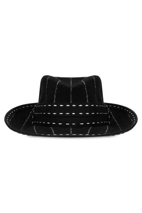 WOOL BLEND PINSTRIPE HAT BLACK 1