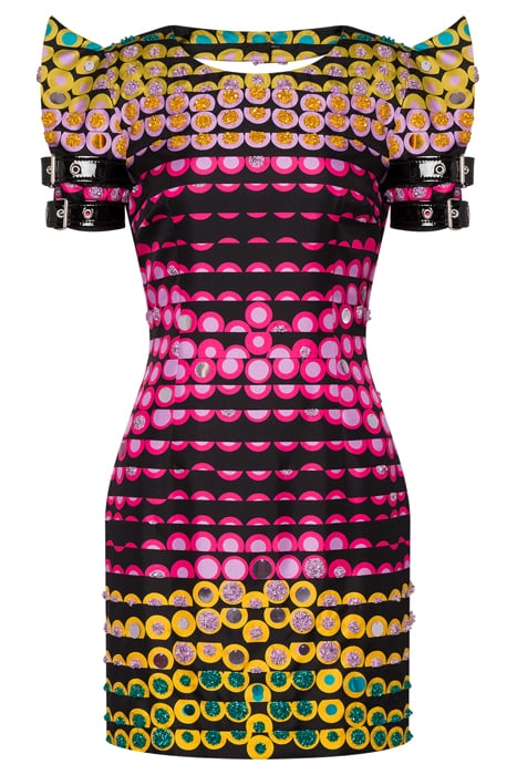 EMBROIDERED POLKA DOTS SILK TWILL DRESS BLACK 3