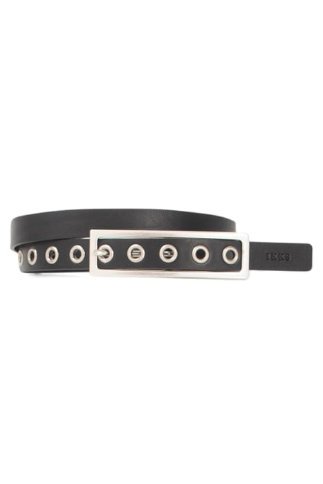 BLACK LEATHER BELT WITH WIDE METAL BUCKLE BLACK 1
