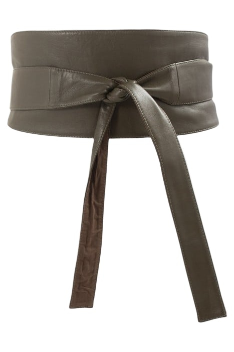 KHAKI LEATHER TIE BELT KHAKI 2