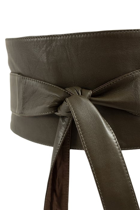 KHAKI LEATHER TIE BELT KHAKI 4