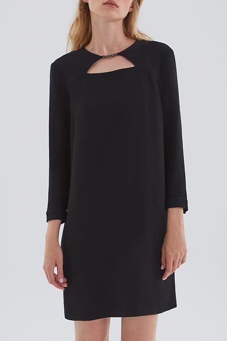 BLACK DRESS WITH METAL CHAIN ON FRONT BLACK 1