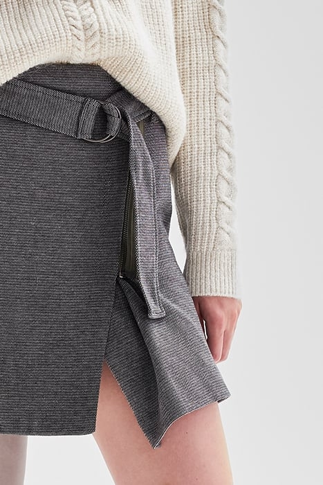 GREY SEMI-PLAIN WRAP SHORT SKIRT GREY 4