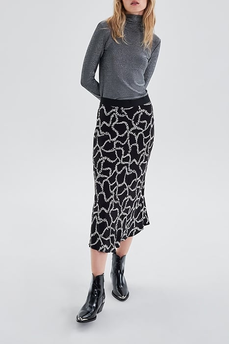 BLACK MIDI SKIRT WITH ECRU LETTERING BLACK 3