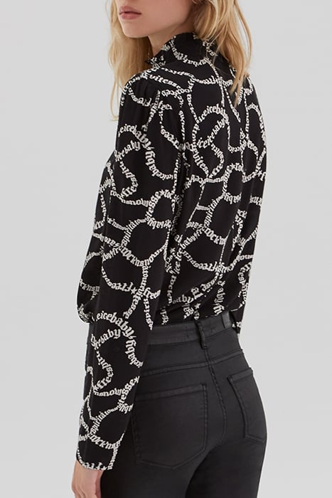 BLACK BLOUSE WITH ECRU SLALOM PRINT BLACK 5