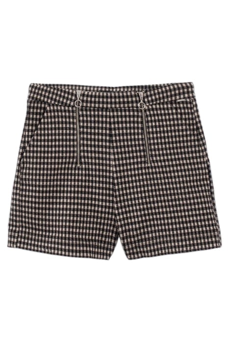 GIRLS’ BLACK AND BEIGE HOUNDSTOOTH MOTIF SHORTS BLACK 1