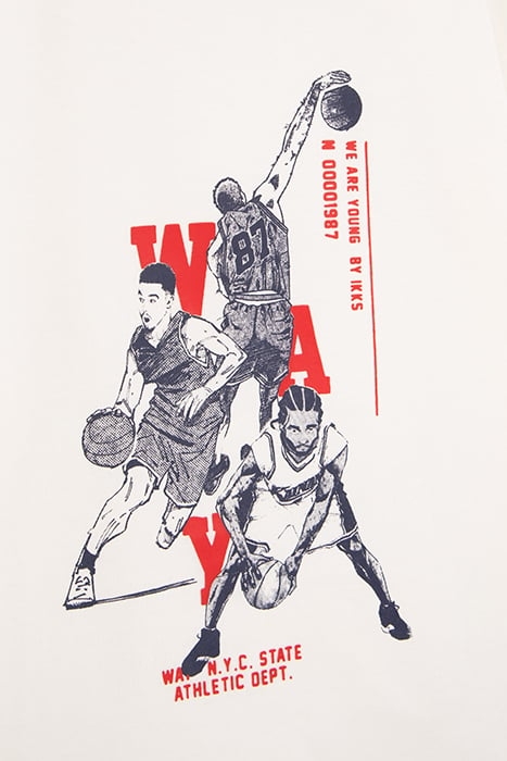 BOYS’ WHITE BASKETBALL PLAYER IMAGE T-SHIRT OFF-WHITE 5