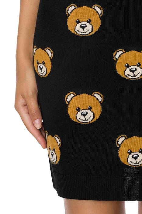 ALLOVER TEDDY BEAR WOOL SKIRT BLACK 4