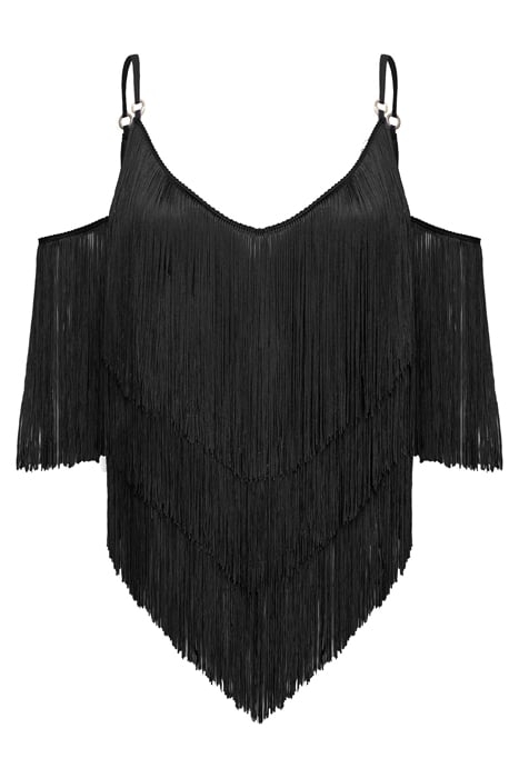 GIAPPONE BLUSA FRANGE + CREPE DE CHINE BLACK 1