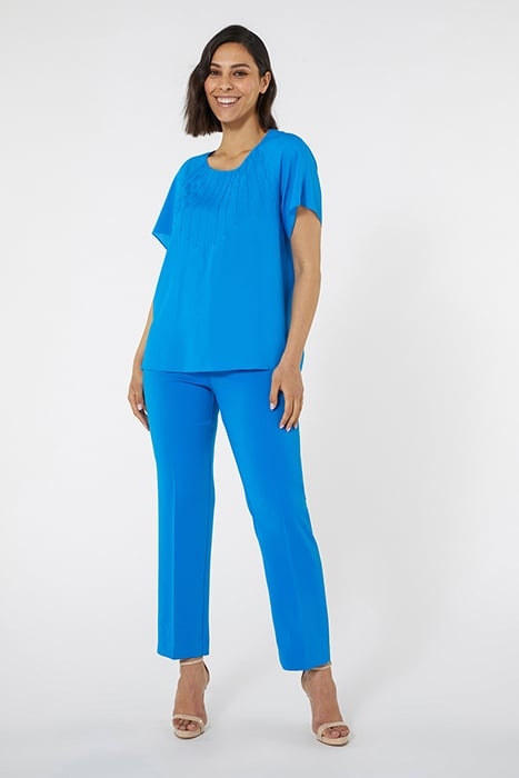 SHORT BLOUSE WITH RIBBING ON THE NECKLINE BLUE 3