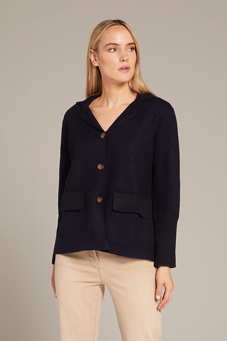 FELTED WOOL BOXY CUT CARDIGAN BLUE 1