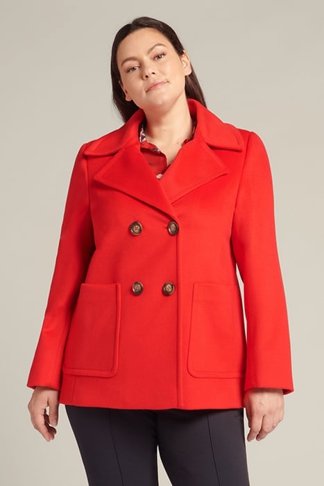DOUBLE-BREASTED PEA COAT IN LUXURY WORSTED CLOTH RED 1