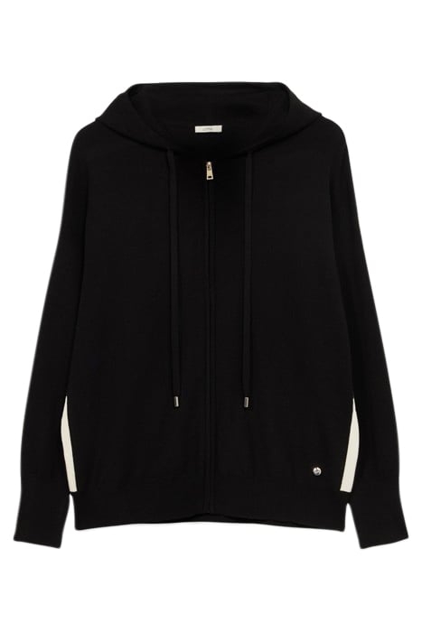 SWEATER WITH HOOD AND ZIP BLACK 3
