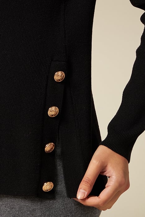 CREW-NECK SWEATER WITH JEWEL SLIT AND BUTTONS BLACK 4