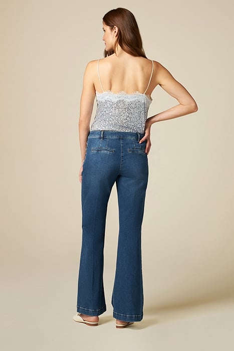 ECO FRIENDLY FLARED JEANS WITH JEWEL BUTTONS BLUE 2