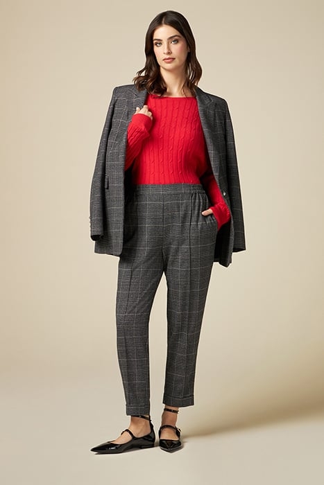 CHEQUERED FABRIC JOGGERS GREY 1