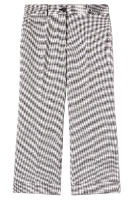 HOUNDSTOOTH PATTERN CROPPED TROUSERS BLACK 3