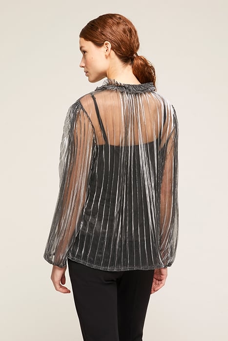 LUREX PLEATED BLOUSE WITH INTERNAL TOP GREY 2