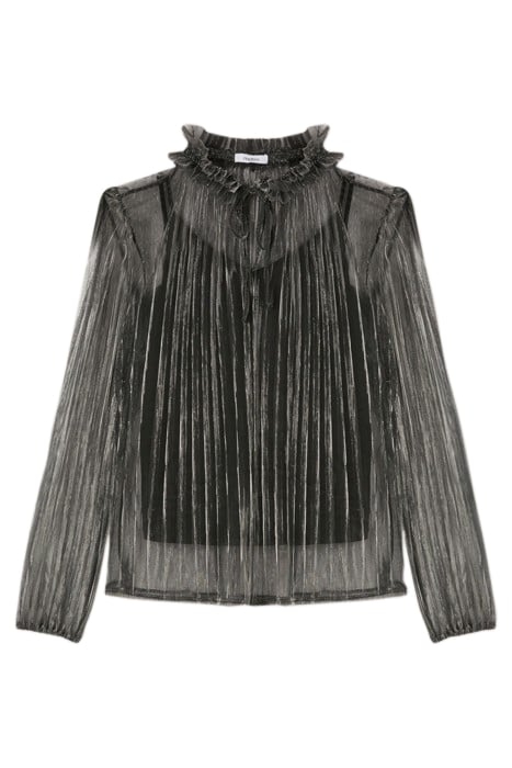 LUREX PLEATED BLOUSE WITH INTERNAL TOP GREY 3