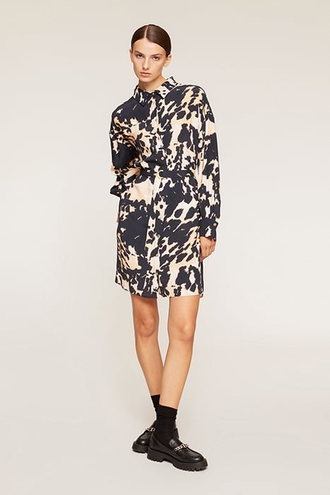 SHORT CHEMISIER DRESS WITH PRINTED BELT WHITE 1