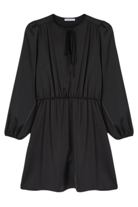 SHORT SATIN DRESS WITH GATHERS BLACK 3