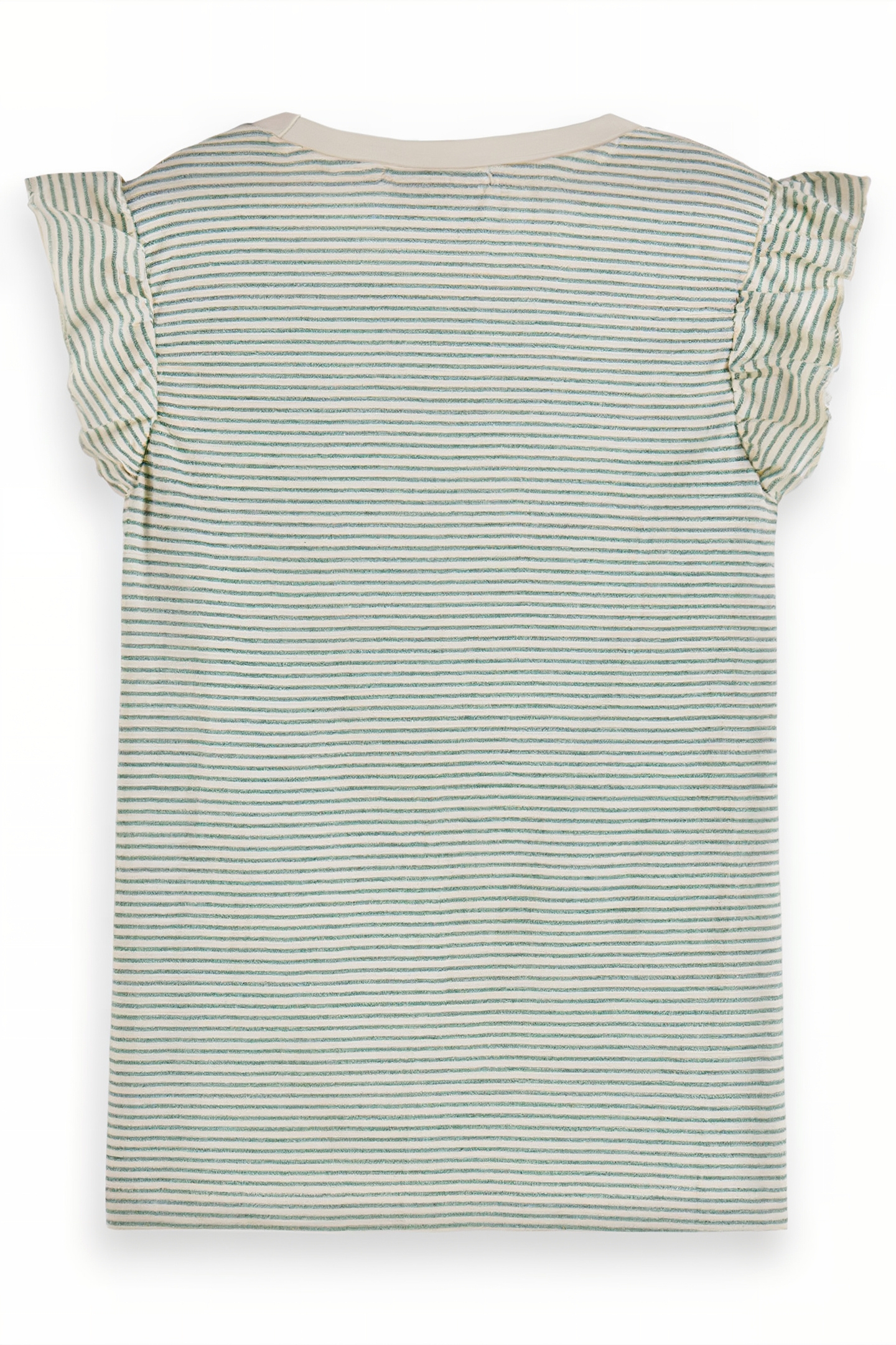 RUFFLE DETAIL LUREX STRIPE RELAXED-FIT T-SHIRT OCEAN STRIPE 2