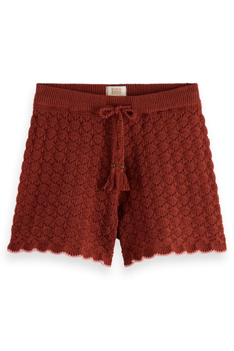 POINTELLE KNITTED SHORT TERRACOTTA 1